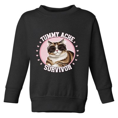 Funny Cat Stomach Ache My Tummy Hurts Tummy Ache Survivor Toddler Sweatshirt