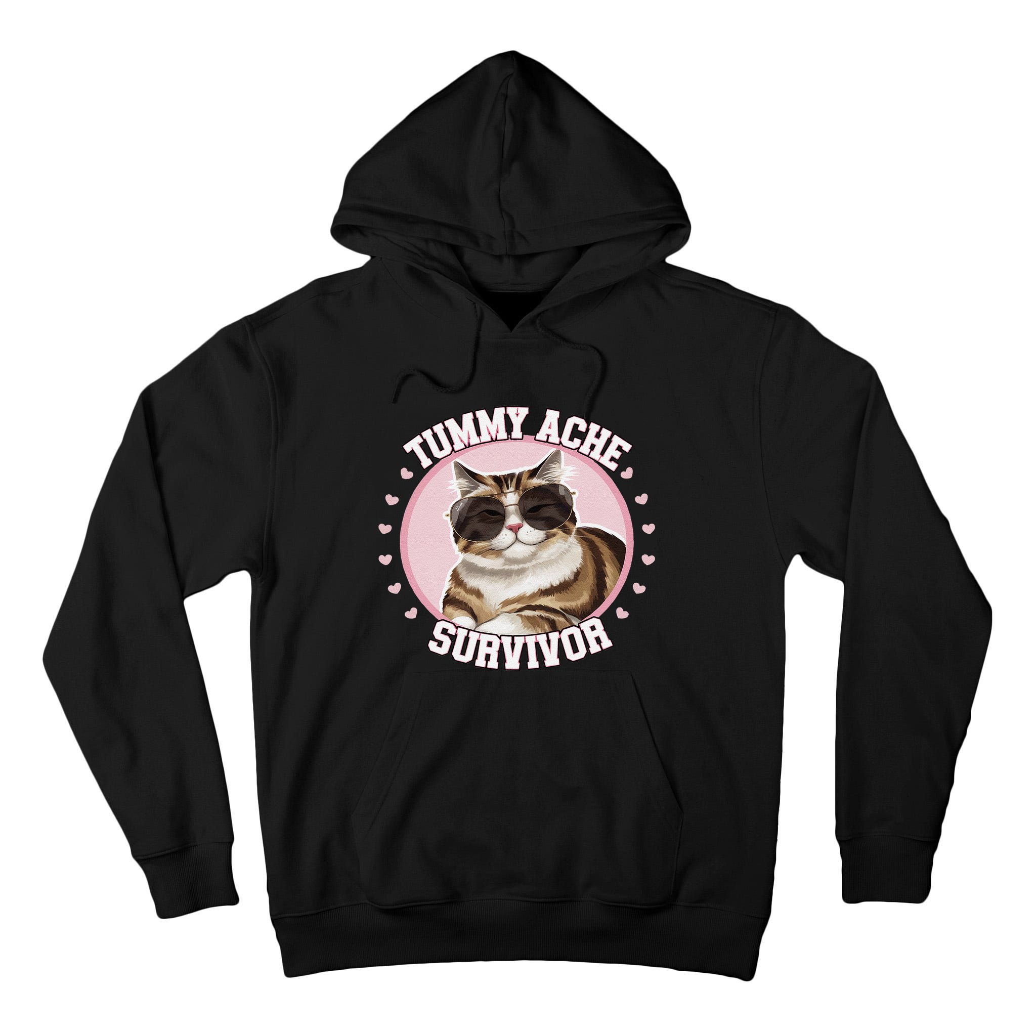 Funny Cat Stomach Ache My Tummy Hurts Tummy Ache Survivor Tall Hoodie