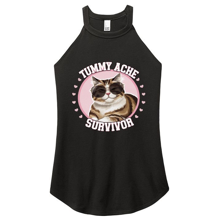 Funny Cat Stomach Ache My Tummy Hurts Tummy Ache Survivor Women's Perfect Tri Rocker Tank