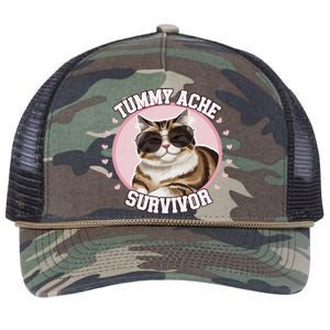 Funny Cat Stomach Ache My Tummy Hurts Tummy Ache Survivor Retro Rope Trucker Hat Cap