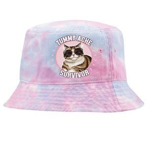 Funny Cat Stomach Ache My Tummy Hurts Tummy Ache Survivor Tie-Dyed Bucket Hat