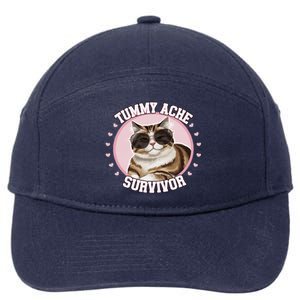 Funny Cat Stomach Ache My Tummy Hurts Tummy Ache Survivor 7-Panel Snapback Hat