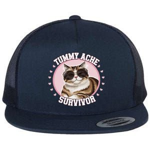 Funny Cat Stomach Ache My Tummy Hurts Tummy Ache Survivor Flat Bill Trucker Hat