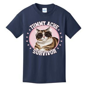 Funny Cat Stomach Ache My Tummy Hurts Tummy Ache Survivor Kids T-Shirt