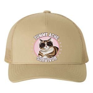 Funny Cat Stomach Ache My Tummy Hurts Tummy Ache Survivor Yupoong Adult 5-Panel Trucker Hat