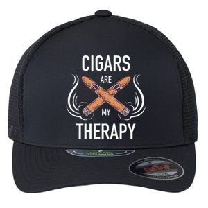 Funny Cigar Smoker Cigars Are My Therapy Gift Flexfit Unipanel Trucker Cap