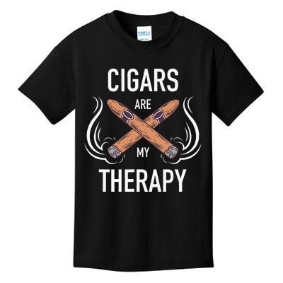 Funny Cigar Smoker Cigars Are My Therapy Gift Kids T-Shirt