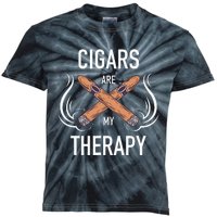 Funny Cigar Smoker Cigars Are My Therapy Gift Kids Tie-Dye T-Shirt