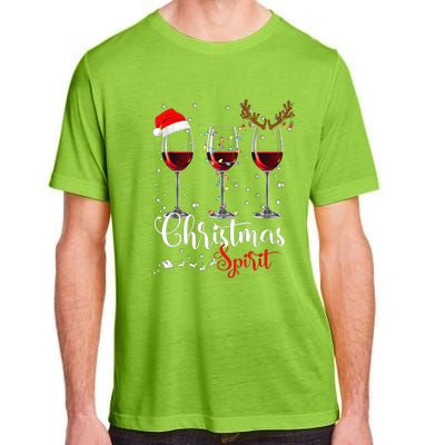 Funny Christmas Spirits Glasses Of Wine Xmas Holidays Party Adult ChromaSoft Performance T-Shirt