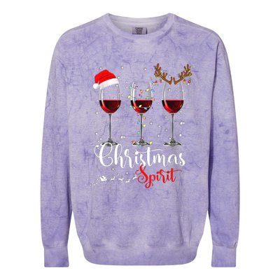 Funny Christmas Spirits Glasses Of Wine Xmas Holidays Party Colorblast Crewneck Sweatshirt