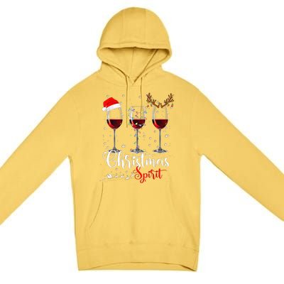 Funny Christmas Spirits Glasses Of Wine Xmas Holidays Party Premium Pullover Hoodie