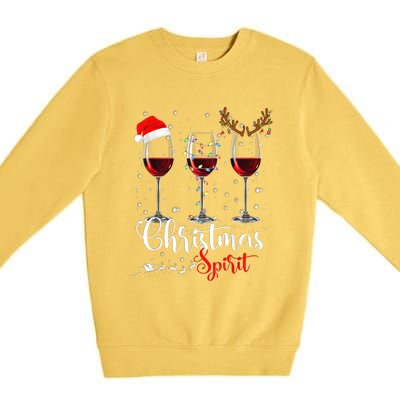 Funny Christmas Spirits Glasses Of Wine Xmas Holidays Party Premium Crewneck Sweatshirt