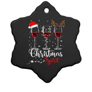 Funny Christmas Spirits Glasses Of Wine Xmas Holidays Party Ceramic Star Ornament