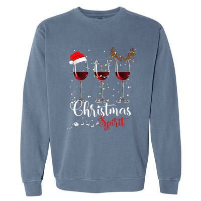 Funny Christmas Spirits Glasses Of Wine Xmas Holidays Party Garment-Dyed Sweatshirt