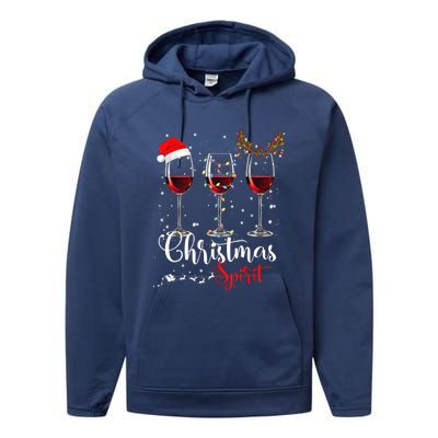 Funny Christmas Spirits Glasses Of Wine Xmas Holidays Party Performance Fleece Hoodie