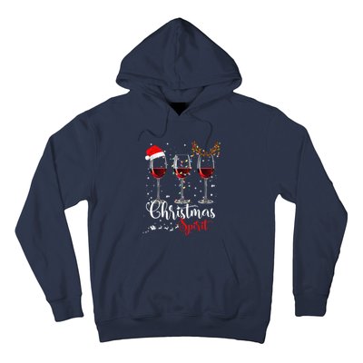 Funny Christmas Spirits Glasses Of Wine Xmas Holidays Party Hoodie