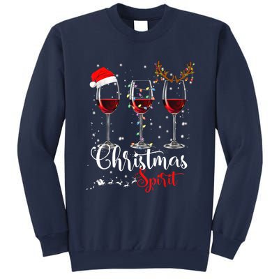 Funny Christmas Spirits Glasses Of Wine Xmas Holidays Party Sweatshirt