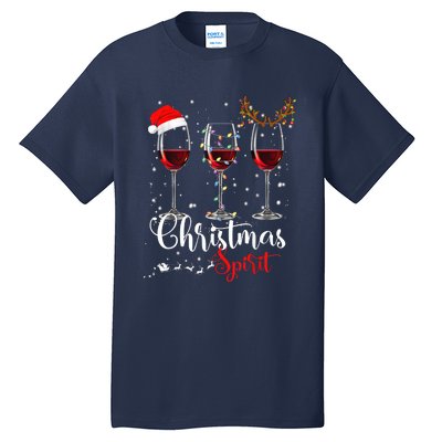 Funny Christmas Spirits Glasses Of Wine Xmas Holidays Party Tall T-Shirt