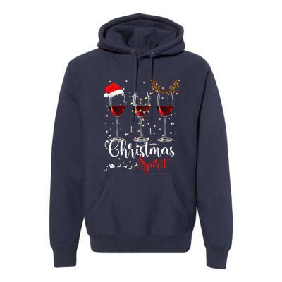 Funny Christmas Spirits Glasses Of Wine Xmas Holidays Party Premium Hoodie