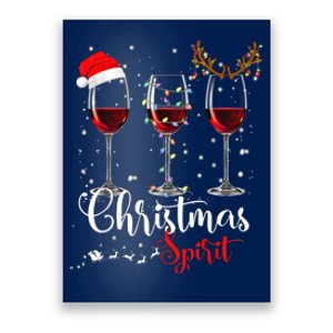 Funny Christmas Spirits Glasses Of Wine Xmas Holidays Party Poster