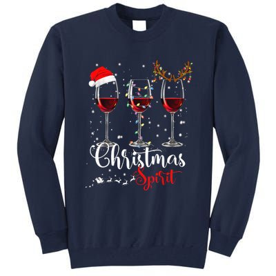 Funny Christmas Spirits Glasses Of Wine Xmas Holidays Party Tall Sweatshirt