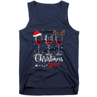 Funny Christmas Spirits Glasses Of Wine Xmas Holidays Party Tank Top