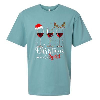 Funny Christmas Spirits Glasses Of Wine Xmas Holidays Party Sueded Cloud Jersey T-Shirt