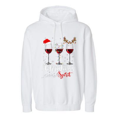 Funny Christmas Spirits Glasses Of Wine Xmas Holidays Party Garment-Dyed Fleece Hoodie