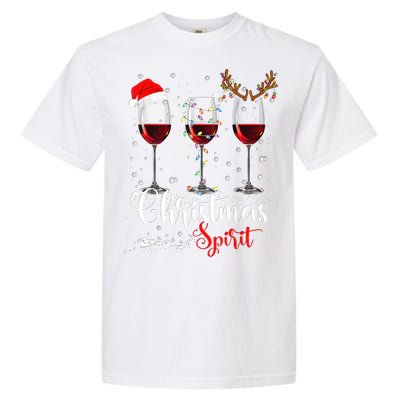 Funny Christmas Spirits Glasses Of Wine Xmas Holidays Party Garment-Dyed Heavyweight T-Shirt