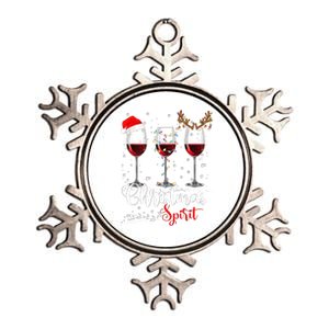 Funny Christmas Spirits Glasses Of Wine Xmas Holidays Party Metallic Star Ornament