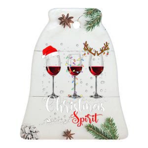 Funny Christmas Spirits Glasses Of Wine Xmas Holidays Party Ceramic Bell Ornament