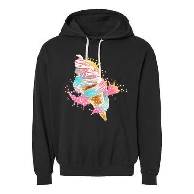 Fun Colorful Summer Time Vanilla Ice Cream Garment-Dyed Fleece Hoodie