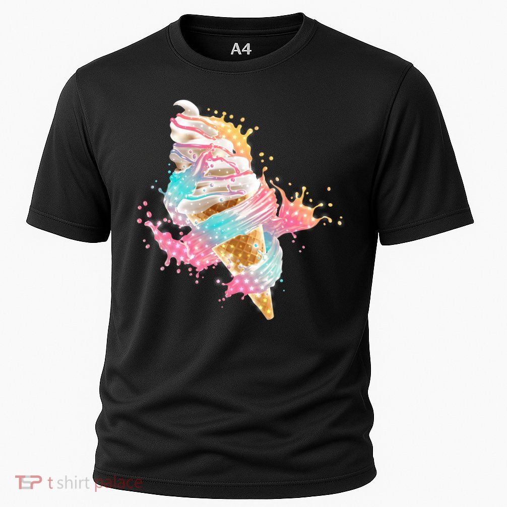 Fun Colorful Summer Time Vanilla Ice Cream Performance Shirt