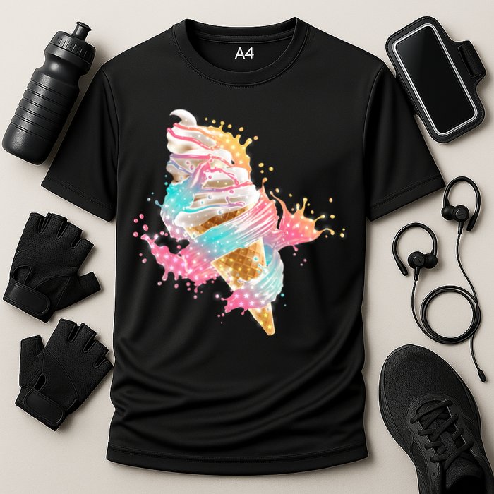 Fun Colorful Summer Time Vanilla Ice Cream Performance Shirt