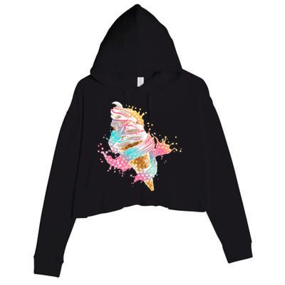 Fun Colorful Summer Time Vanilla Ice Cream Crop Fleece Hoodie