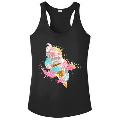 Fun Colorful Summer Time Vanilla Ice Cream Ladies PosiCharge Competitor Racerback Tank