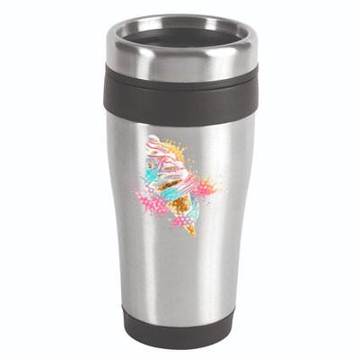 Fun Colorful Summer Time Vanilla Ice Cream 16oz Travel Tumbler