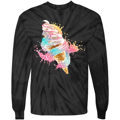 Fun Colorful Summer Time Vanilla Ice Cream Tie-Dye Long Sleeve Shirt