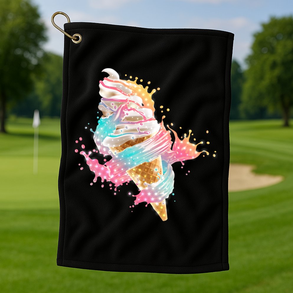Fun Colorful Summer Time Vanilla Ice Cream Golf Towel