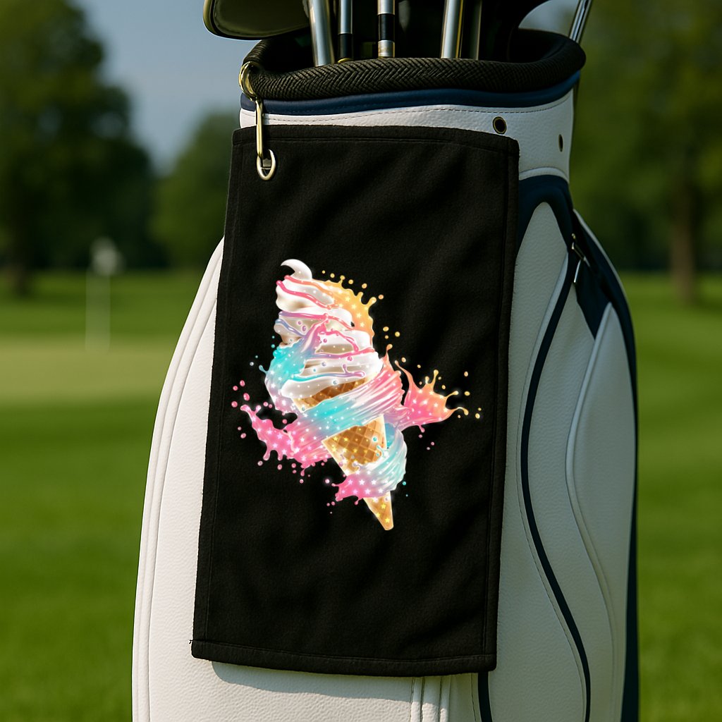 Fun Colorful Summer Time Vanilla Ice Cream Golf Towel
