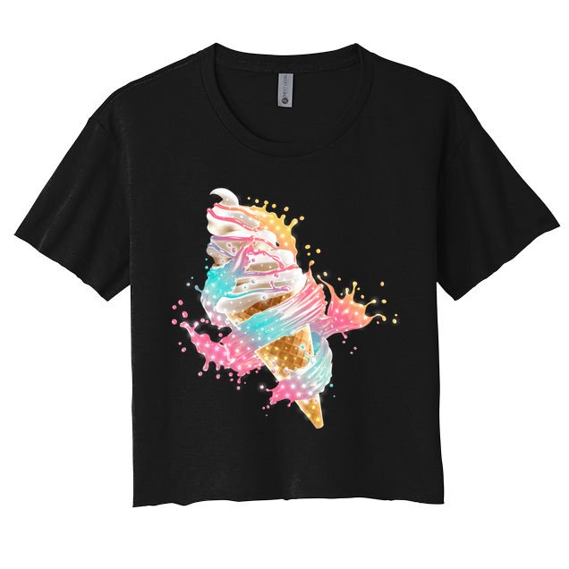 Fun Colorful Summer Time Vanilla Ice Cream Crop Top