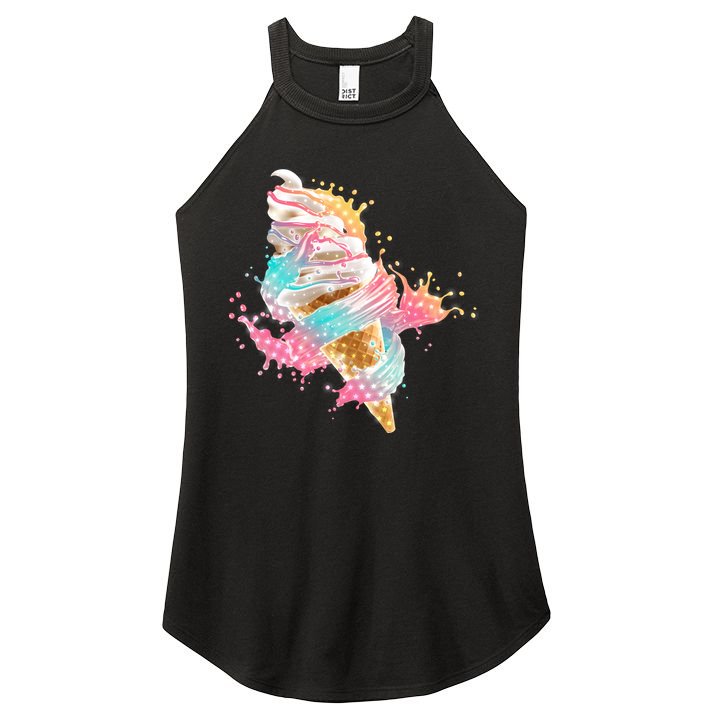 Fun Colorful Summer Time Vanilla Ice Cream Women's Perfect Tri Rocker Tank
