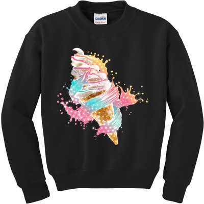 Fun Colorful Summer Time Vanilla Ice Cream Kids Sweatshirt