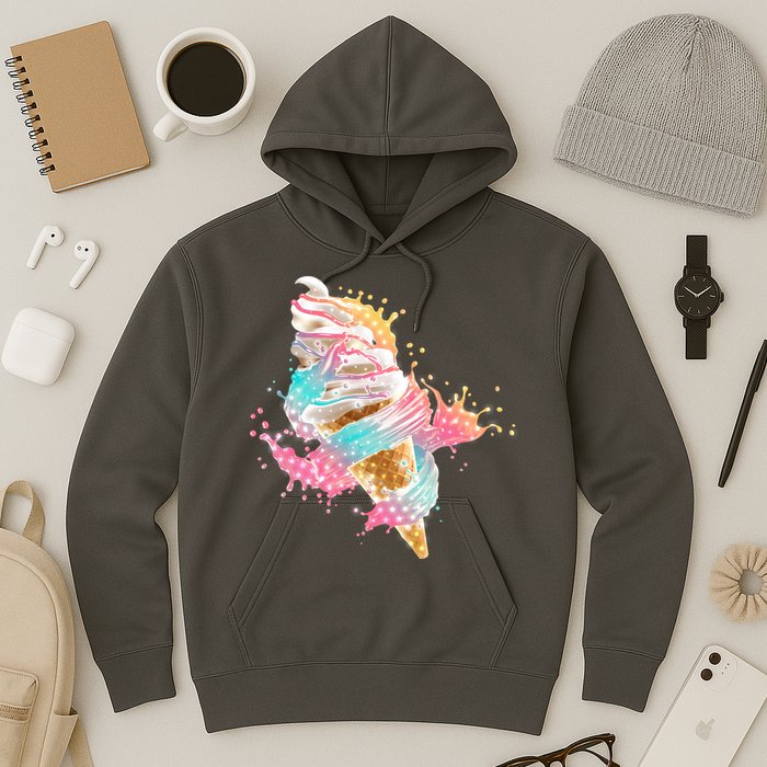 Fun Colorful Summer Time Vanilla Ice Cream Hoodie