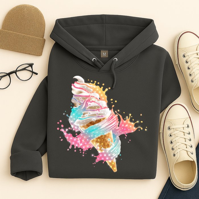 Fun Colorful Summer Time Vanilla Ice Cream Hoodie