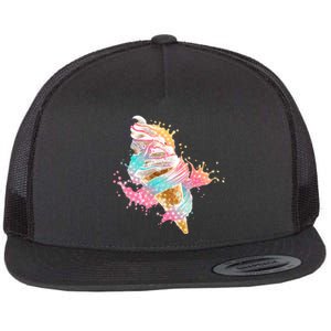 Fun Colorful Summer Time Vanilla Ice Cream Flat Bill Trucker Hat