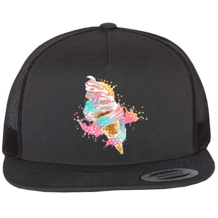 Fun Colorful Summer Time Vanilla Ice Cream Flatbill Hat