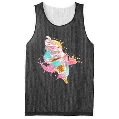 Fun Colorful Summer Time Vanilla Ice Cream Mesh Reversible Basketball Jersey Tank