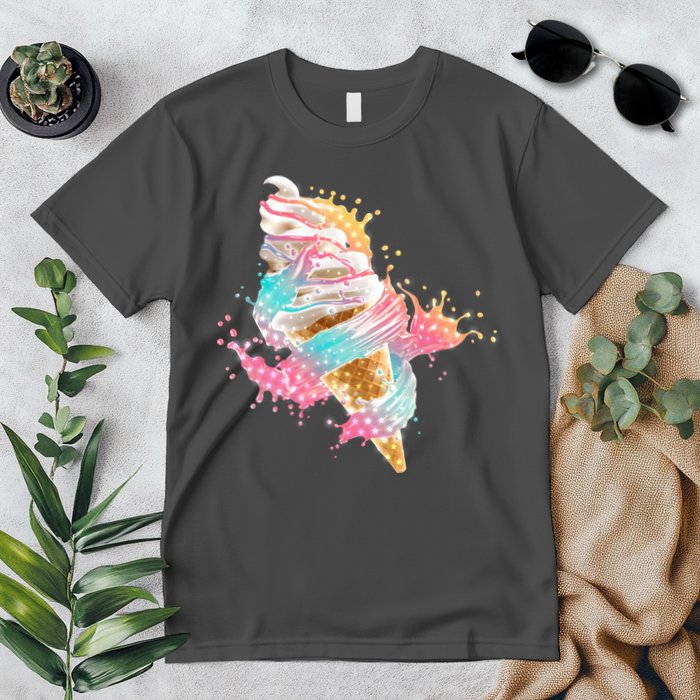 Fun Colorful Summer Time Vanilla Ice Cream Premium T-Shirt