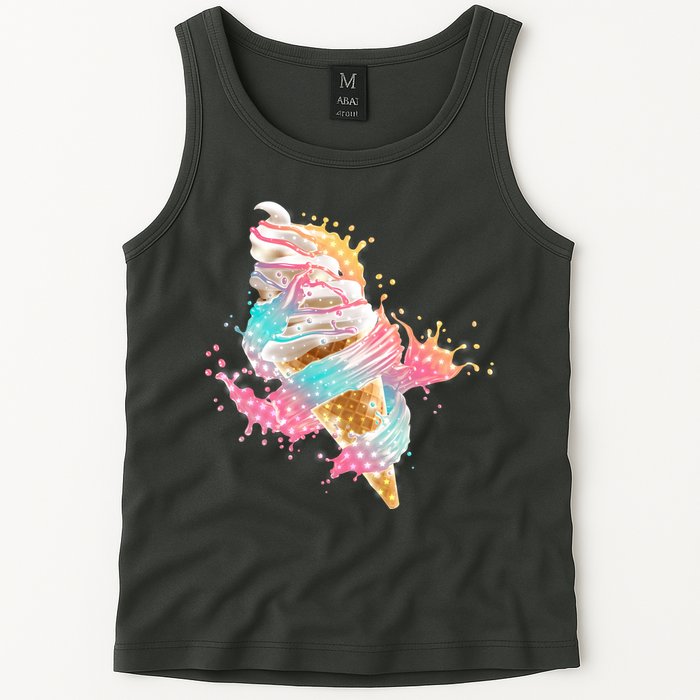 Fun Colorful Summer Time Vanilla Ice Cream Tank Top